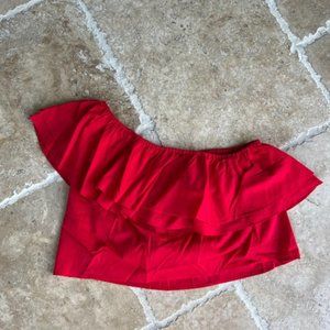 One Shoulder Red Crop Top